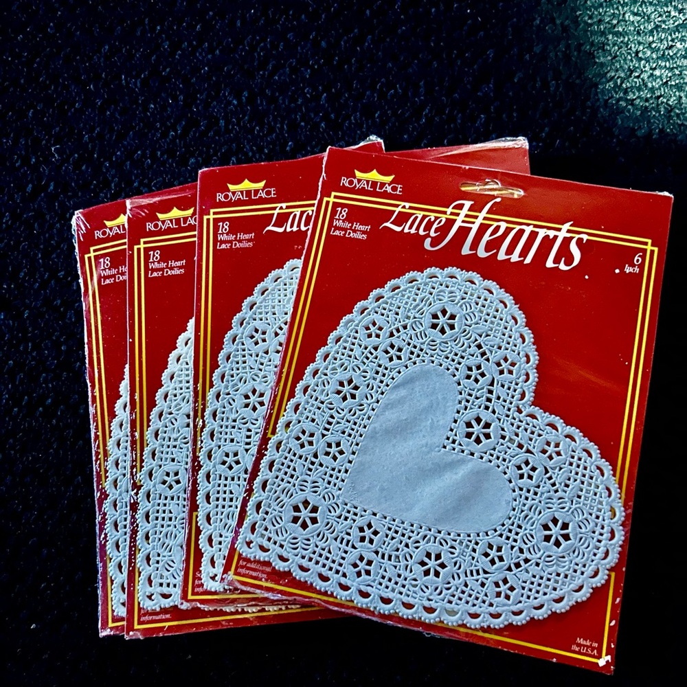 Great for ❤️ Day ! White Lace Heart Doilies !